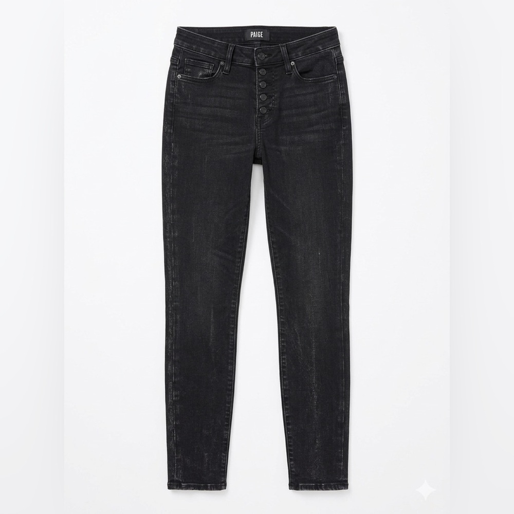 PAIGE Black Skinny Button-Fly Jeans